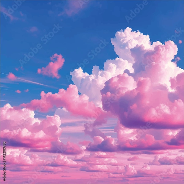 Fototapeta Minimalist sky with clouds vector art.

