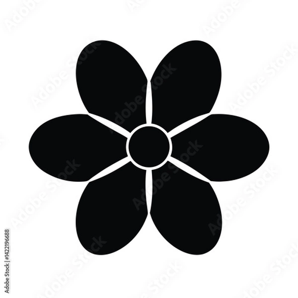 Fototapeta simple flower five rounded petals vector art silhouette