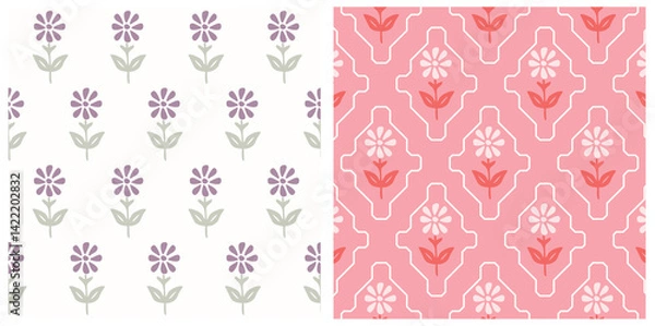 Fototapeta HASHTAG CADS floral kilim pattern, beautiful kilim pattern with floral fusions. geo floral pattern.  