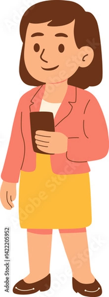 Obraz Illustration of a Happy Woman Using a Smartphone in Business Attire