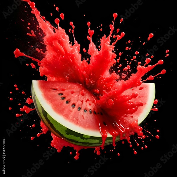 Obraz Explosive Watermelon Burst: Juicy Fruit Splash Photography