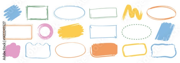 Fototapeta Hand Drawn Colorful Shapes and Frames Collection