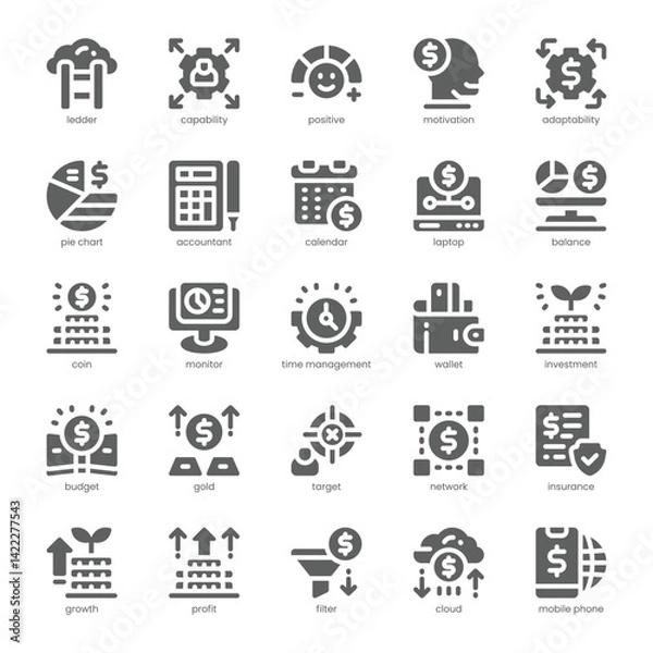 Fototapeta Personal Finance Icon pack for your website, mobile, presentation, and logo design. Personal Finance Icon solid design. Vector graphics illustration and editable stroke.