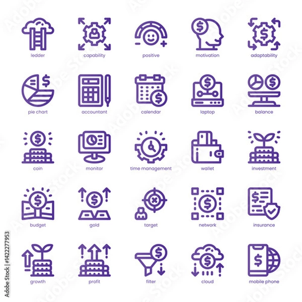 Fototapeta Personal Finance Icon pack for your website, mobile, presentation, and logo design. Personal Finance Icon line basic color design. Vector graphics illustration and editable stroke.