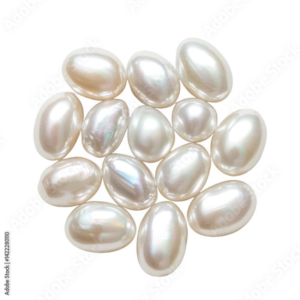 Fototapeta Oval Shaped Pearls Grouped Together Isolated On Fl on a transparent background