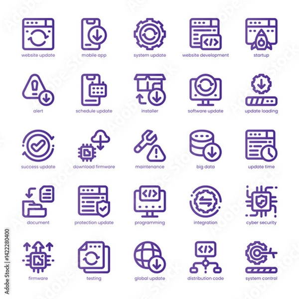 Obraz Software Update Icon pack for your website, mobile, presentation, and logo design. Software Update Icon line basic color design. Vector graphics illustration and editable stroke.