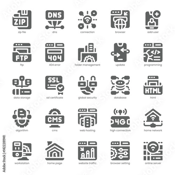Fototapeta Web Hosting Icon pack for your website, mobile, presentation, and logo design. Web Hosting Icon solid design. Vector graphics illustration and editable stroke.