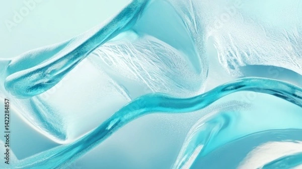 Fototapeta Frozen pattern on winter glass photo overlay. Blue ice frost background, texture wallpaper. Crystals of snow on window surface. Screen abstract design