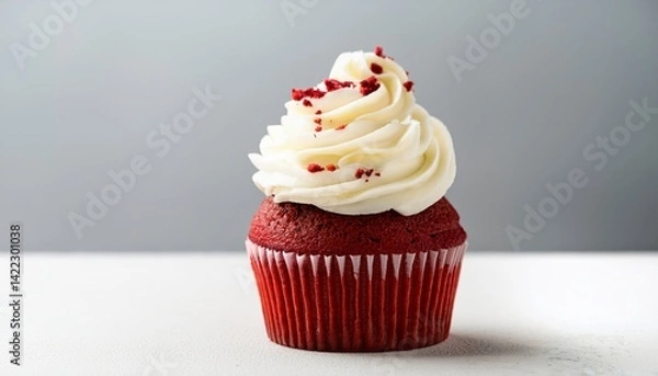 Fototapeta Red Velvet Cupcake with Cream Cheese Frosting Delight
