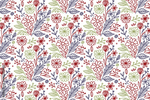 Fototapeta seamless line floral pattern styled for fashion accessories table linens wraps and printed fabric


