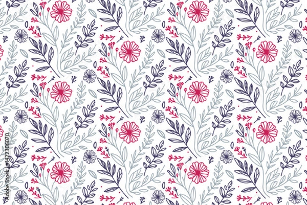 Fototapeta seamless line floral pattern fitting fabric wrapping women accessories tabletop and printed textiles

