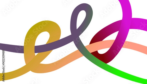 Fototapeta Abstract Background with Color Lines. Graphic Shapes with Gradient. Vector Pattern with Curve 3D Rainbow Ribbons. Wave Modern Poster Design