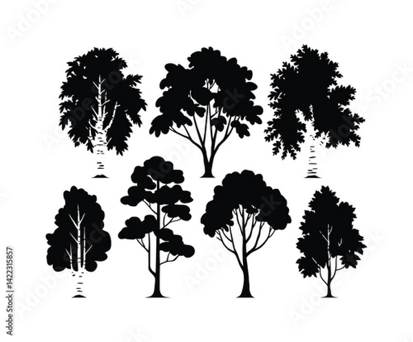 Fototapeta Birch Tree Silhouette EPS Vector Template Illustration