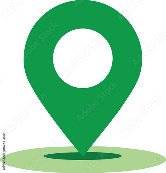 Fototapeta Green map pin location icon vector illustration on transparent background.