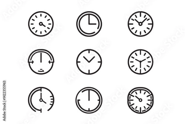 Fototapeta Abstract Clock Icon 2D Line Art