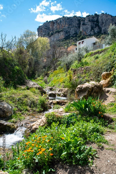 Fototapeta Cascading waterfalls in a mountain stream in the Hondares ravine