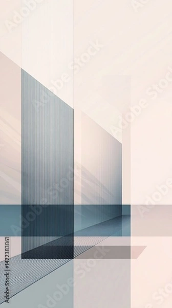 Fototapeta Abstract architectural interior. A minimalist, muted color palette creates a serene, contemporary space