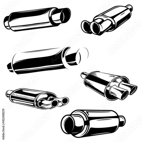 Obraz  set of car exhaust tip icon