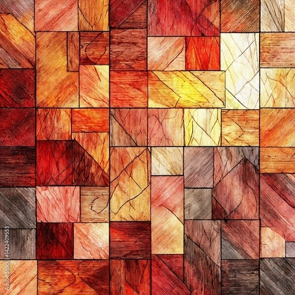 Fototapeta Colorful Mosaic Pattern in Warm Tones  