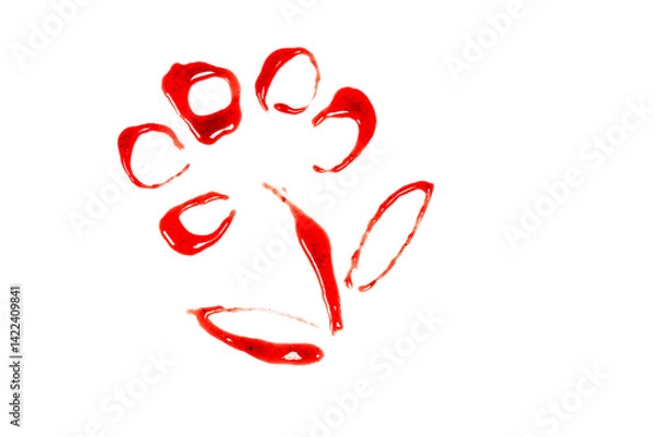 Obraz drops of red jam in the shape of a flower isolated on white background