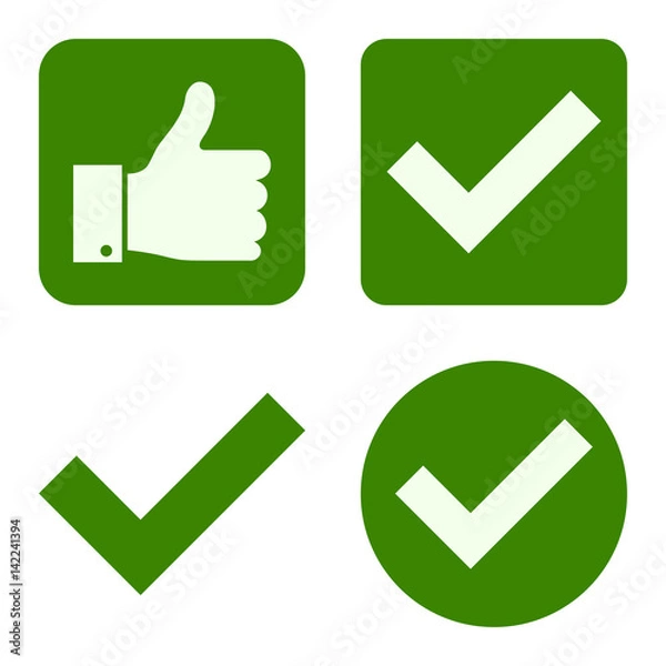 Fototapeta Accept icon set. Flat symbol collection. Vector pictograms.