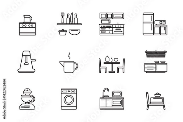 Fototapeta Kitchen Icon Ultra Minimalist 2D Design