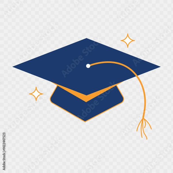 Obraz Student hat doodle icon. High education symbol. Vector.
