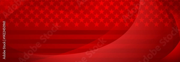 Fototapeta Vector illustration of the American flag in red colors with abstract stars and stripes, modern design for celebrations and national holidays.