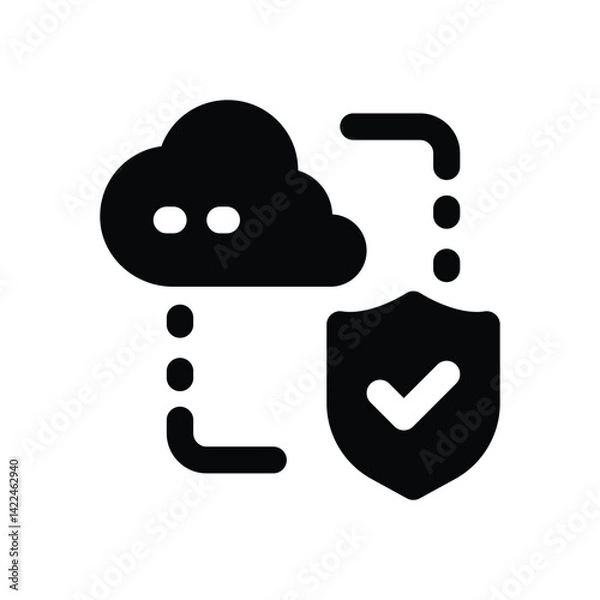 Fototapeta cloud protection  glyph icon. Strong and solid vector icon for websites, mobile interfaces, presentations, and visual branding. High quality and easy to edit.