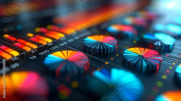 Fototapeta Colorful Data Charts Modern 3D Business Infographic with Vibrant Technology.