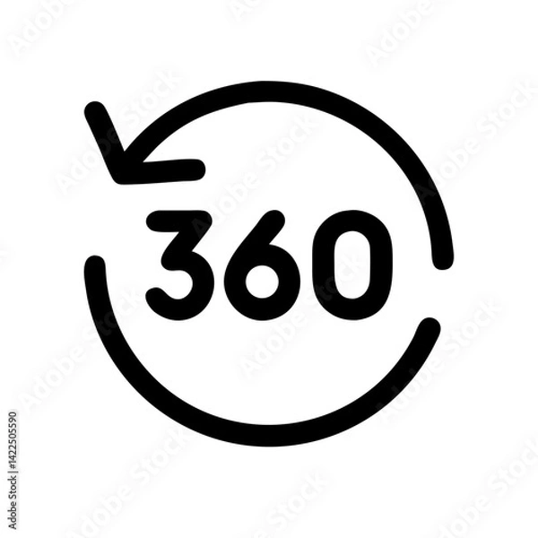 Fototapeta 360 degrees glyph flat vector icon