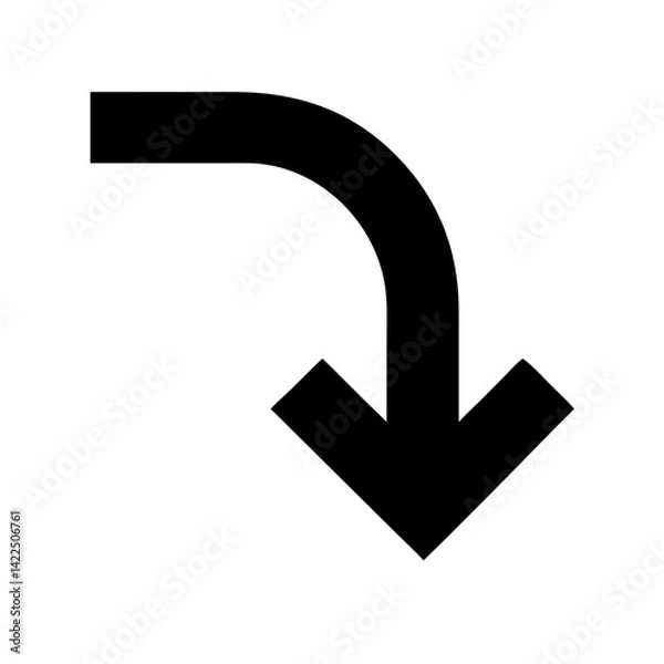 Fototapeta arrow turn down left glyph flat vector icon
