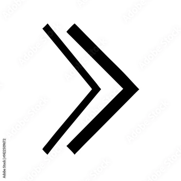Fototapeta angle double right glyph flat vector icon