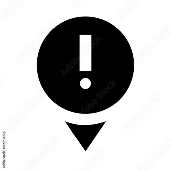 Fototapeta location exclamation glyph  flat vector icon
