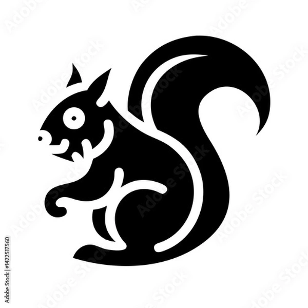 Fototapeta squirrel glyph flat vector icon