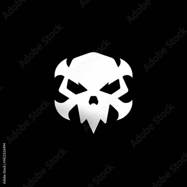 Fototapeta Stylized Skull Emblem: A Monochrome Graphic Design Element, Bold and Angular, Representing Mortality, Power, or Rebellion, Ideal for Branding, Merchandise, or Digital Art Projects