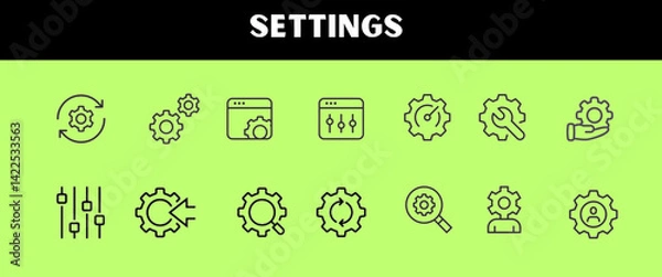 Fototapeta setting thin line icons