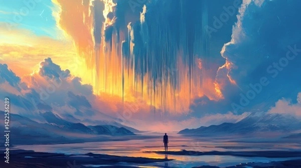 Obraz A surreal landscape where the sky drips like wet paint --ar 16:9 --v 6.1 Job ID: 50419b18-18b4-4da7-8c2a-b391db6138df