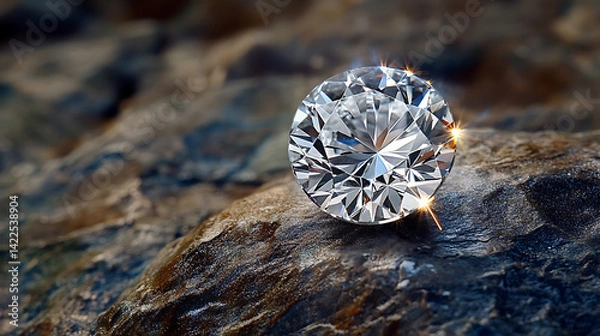 Obraz A sparkling diamond on a rocky surface