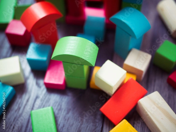 Fototapeta Wooden toy blocks background