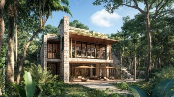 Obraz A towering Mayan pyramid, hidden deep within the jungle --ar 16:9 --v 6.1 Job ID: 487934e3-0d3c-4990-8296-ad38fa6f2147