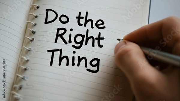 Fototapeta Hand Writing Inspirational Message in Journal About Moral Reflection