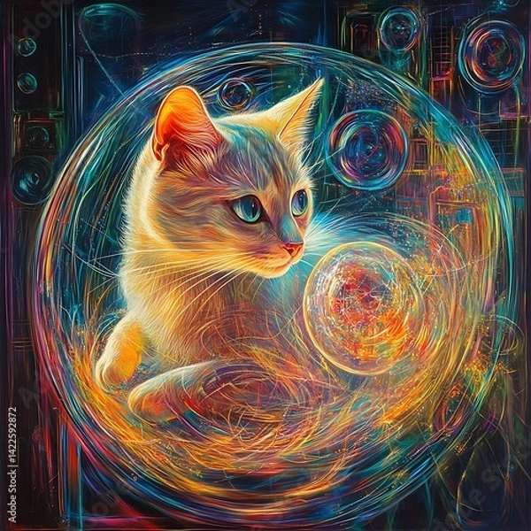 Obraz Cat in a cosmic bubble