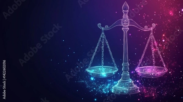 Fototapeta One continuous line drawing of a court legal scale, symbolizing justice and equality, featuring the balance of law in a simple vector illustration.