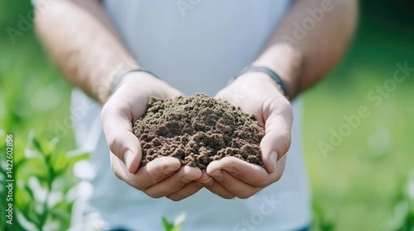 Obraz Hands holding fertile soil