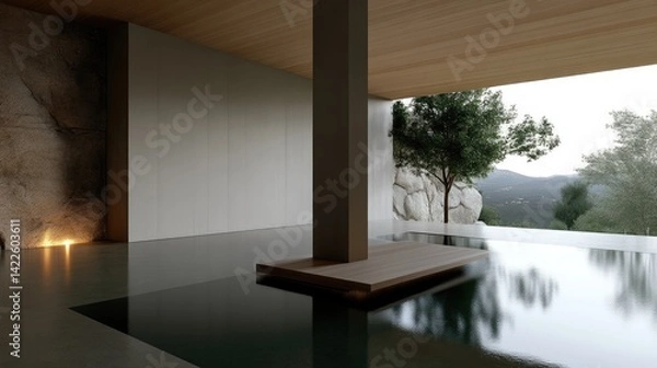 Obraz Modern Zen Pool House with Minimalist Design