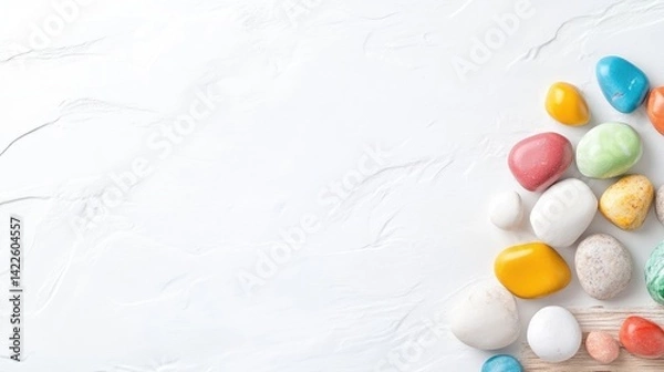 Obraz Vibrant colored stones on white surface
