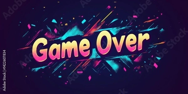 Fototapeta Pixel art style "Game Over" text design with 8-bit retro gaming font effect
