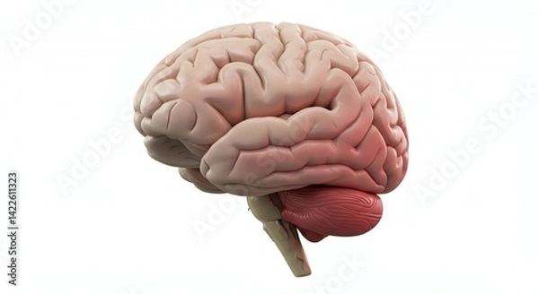 Fototapeta Detailed Three Dimensional Human Brain Anatomy Rendered in Pale Grey Showing the Complexity of Neural Structures and Cerebral Cortex Perfect for Medical Illustrations and Educational Use
