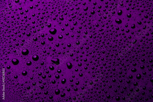 Fototapeta Drops of water on a color background. Violet